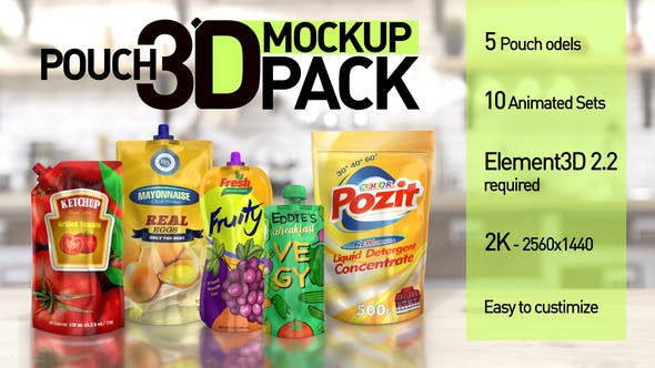 Download Videohive 26406894 Pouch 3D Mockup Pack - Video Assets Downloads